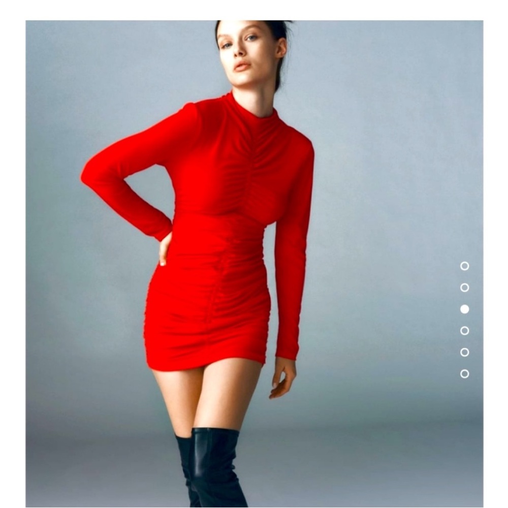 Zara Red Ruched Dress